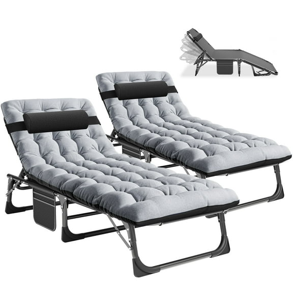 MOPHOTO Portable Adjustable 5-Position Folding Camping Cot, Beds Frame with Mattress & Headrest, Heavy Duty Sleeping Bed, Folding Home Guest Beds for Adults, Office Nap Cot, Hideaway Cot