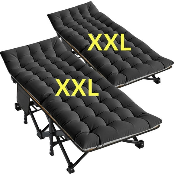 MOPHOTO 2PK Oversized Folding Camping Cot for Adults, XXL Portable Folding Bed with Carry Bag & Pearl Mattress, Oxford Strong Heavy Duty Sleeping Cots for Indoor & Outdoor Use