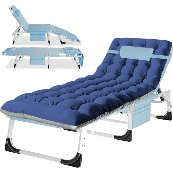 MOPHOTO Portable Folding Camping Cot with Mattress, Adjustable Face Down Tanning Chaise Lounge Chair Folding Bed Sleeping Cots Beds for Adults, Use for Outdoor Travel Camp Beach Patio