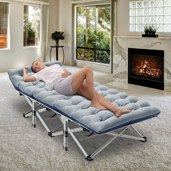 MOPHOTO Portable Military Fold Up Camping Cot, Folding Bed for Adults, with Pearl Pad&Carrying Bag, 75"x 28"x 14"