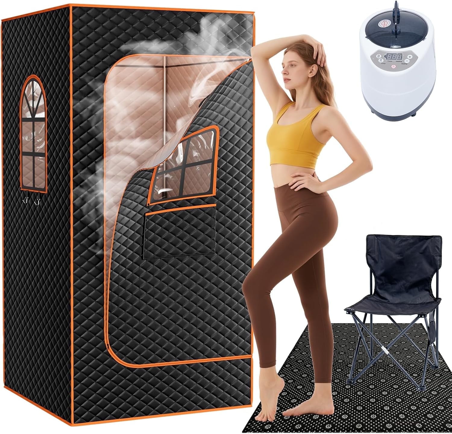 Portable Home Sauna Tent With 1500W Steamer & Remote - Personal Steam Spa For Indoor/Outdoor Relaxation
