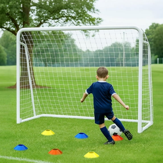 MOPHOTO Soccer Goals for Backyard,8"x6"White Foldable Practice Training Goals,Steel Portable Soccer Training Equipment,Moveable Weatherproof for Adults Youth Outdoor