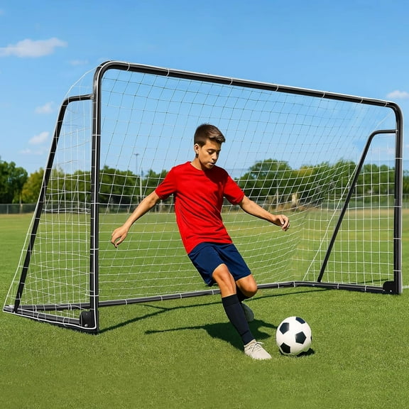 MOPHOTO Soccer Goals for Backyard,12"x6"Black Foldable Practice Training Goals,Steel Portable Soccer Training Equipment,Moveable Weatherproof for Adults Youth Outdoor