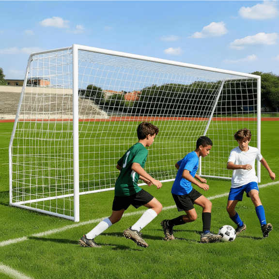 MOPHOTO Soccer Goals for Backyard,18x7FT White Competition Practice Training Goals,Portable Soccer Training Equipment,Moveable Weatherproof for Adults Youth Outdoor