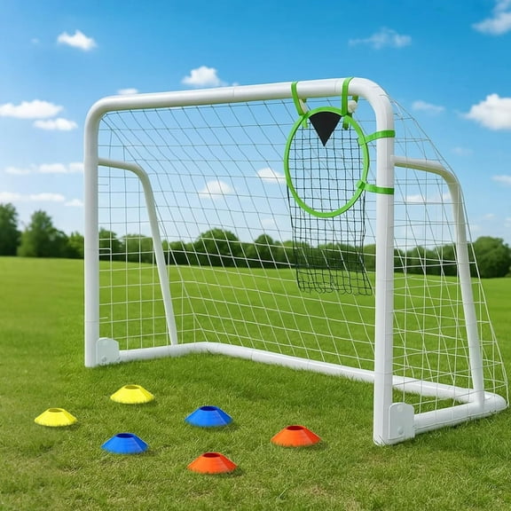 MOPHOTO Soccer Goals for Backyard,6"x4"White Steel Foldable Practice Training Goals with Net,Portable Soccer Training Equipment,Moveable Weatherproof for Adults Youth Outdoor
