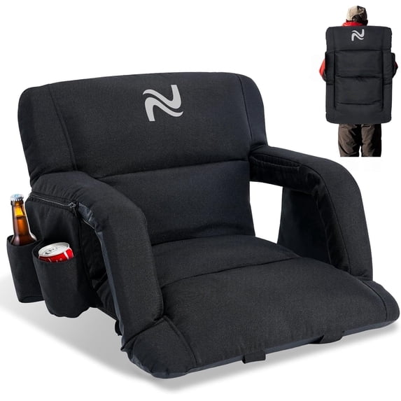 MOPHOTO 21IN Wide Stadium Seats with Back Support,Thick Bleacher Chairs with Comfy Cushion,6 Reclining Positions Stadium Chair Bleacher Chairs with Armrests,Ultimate Comfort for Sports Events