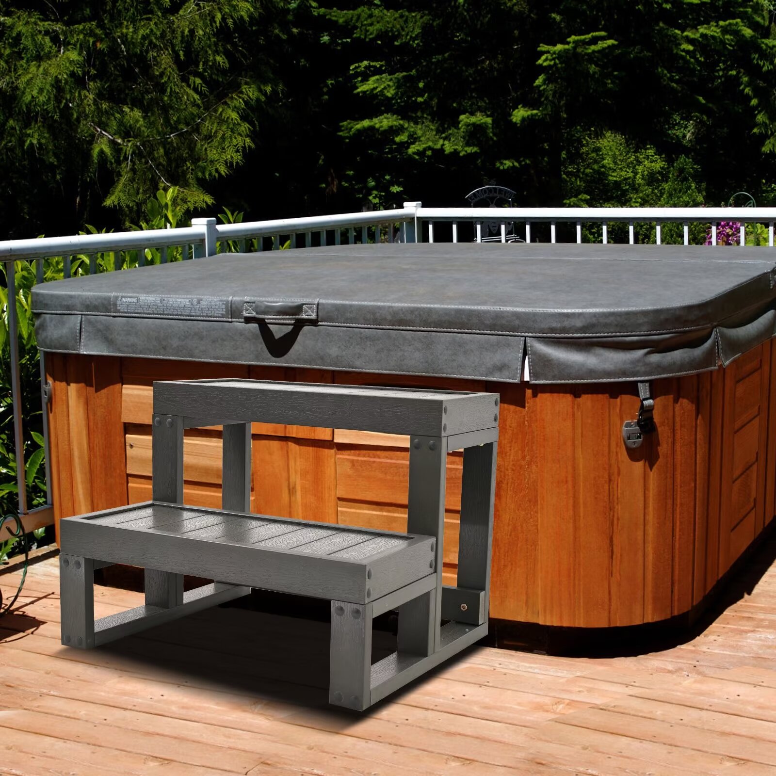 XtremepowerUS 36" Spa Step Hot Tub and Spa 2Step Patio Deck Long