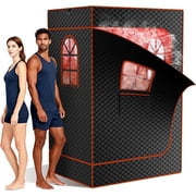 MOPHOTO 71x49x36 Upgraded 2 Person Infrared Sauna Box,Extra Large Steam Sauna Tent with 2 Steamers,2 Folding Chair,Remote Control,Portable for Home Personal Sauna