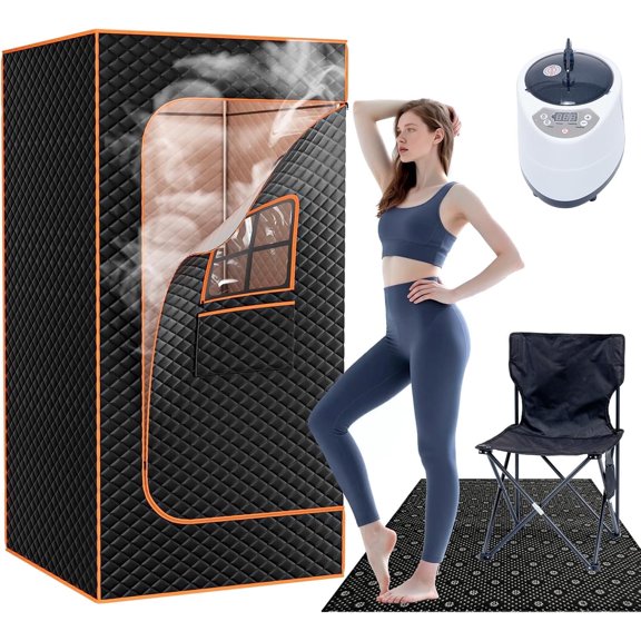 MOPHOTO Upgraded 2 Person Portable Sauna Box Extra Large Steam Sauna for Home Personal Sauna Tent with 2 Steamers 2 Folding Chair Remote Control