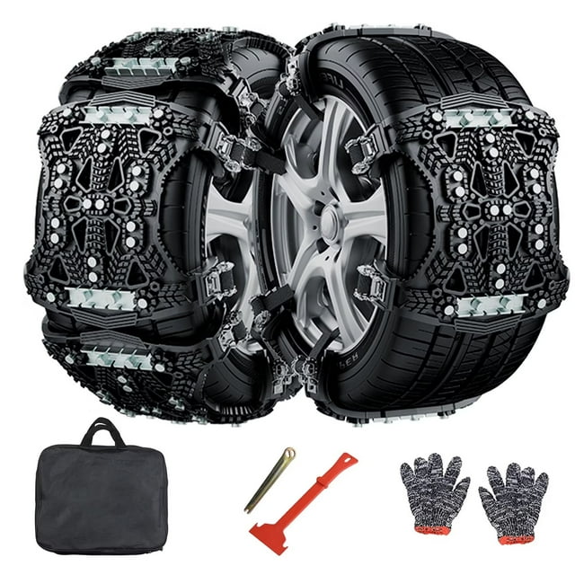 MOPHOTO Upgraded Snow Chains , 6 Pack Car Snow Chains Emergency Anti