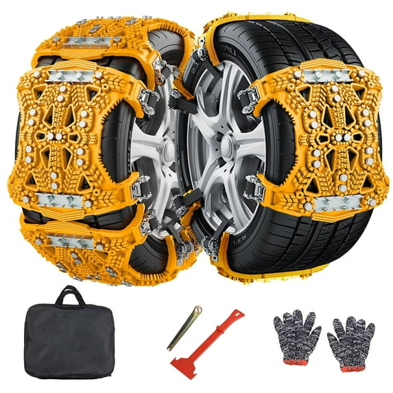 MOPHOTO Upgraded Snow Chains , 6 Pack Car Snow Chains Emergency Anti-Skid Chains with Thickened Manganese Steel for Car, SUV, Truck of Tire Width 215mm-285mm, Heavy Duty, Thickened, Adjustable