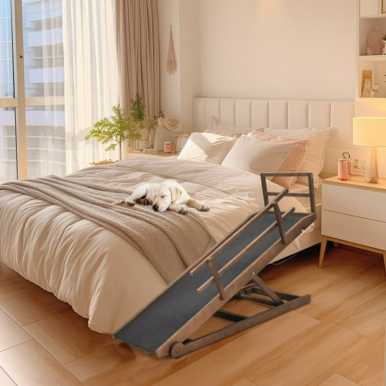 Unipaws Foldable Pet Ramp - Adjustable Height Dog Ramp For Bed & Couch With Non-Slip Surface