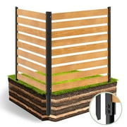 MOPHOTO Wood Fence Panels 36" W x 44" H Outdoor Fence Privacy Screen, Air Conditioner Fence Trash Can Fence Pool Equipment Enclosure Fence, Fence Panels for Outside with Metal Stakes, 2 Panels