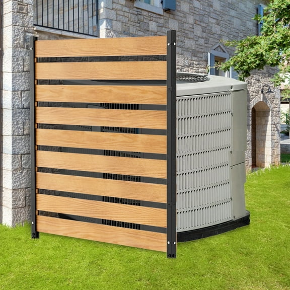 MOPHOTO Wood Fence Panels 38" W x 60" H Outdoor Fence Privacy Screen, Air Conditioner Fence Trash Can Fence Pool Equipment Enclosure Fence, Fence Panels for Outside with Metal Stakes, 1 Panels