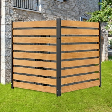 MOPHOTO Wood Fence Panels 48" W x 48" H Outdoor Fence Privacy Screen, Air Conditioner Fence Trash Can Fence Pool Equipment Enclosure Fence, Fence Panels for Outside with Metal Stakes, 2 Panels