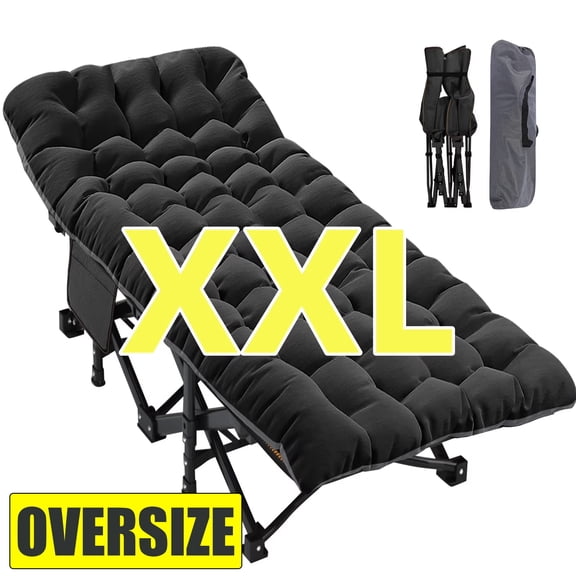 MOPHOTO Oversized 78" Camping Cot for Adults,Portable Folding Bed with Mattress&Carry Bag,Double Layer Oxford Strong Sleeping Cots,Support 900 bls