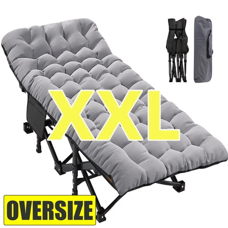 MOPHOTO XXL Oversized 78" Camping Cot for Adults, Portable Folding Bed Rollaway Guest Bed with Mattress & Carry Bag, Double Layer Oxford Strong Sleeping Cots, Heavy Duty Cot Support 900 bls