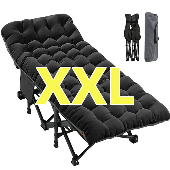 MOPHOTO XXL Oversized Adults Camping Cot with Mattress&Carry Bag, 78" x 32"x 18" Heavy Duty Guest Bed, Folding Camping Cot, Oxford Folding Cot Portable Outdoor Military Sleeping Bed