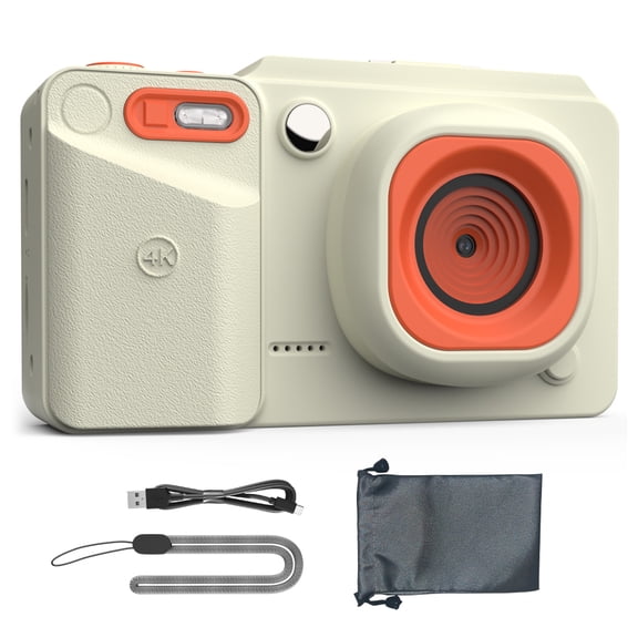 MOPO Digital Camera 2.8in HD Screen, 4K Pixel, Anti Shake, Auto Focus, 16x Zoom, Vlogging Camera Beige white