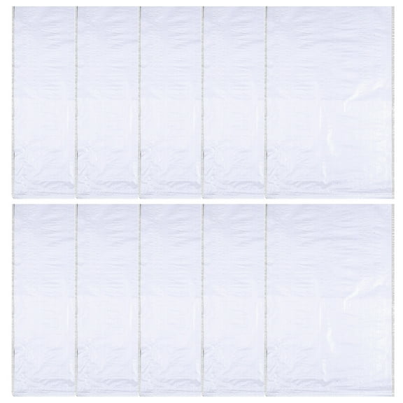 MOPOOR 10 PCS Thick White Plastic Film Woven Bag Flooding Sandbag Protection Packaging 15x24in,Heavy Duty Sand Bags with Tie Strings Empty Woven Polypropylene Sand-Bags for Flood Control