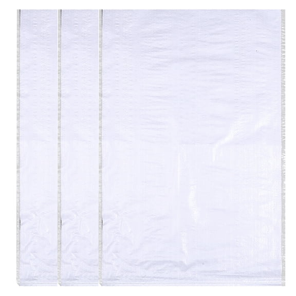 MOPOOR 10 PCS Thick White Plastic Film Woven Bag Flooding Sandbag Protection Packaging 15x24in,Heavy Duty Sand Bags with Tie Strings Empty Woven Polypropylene Sand-Bags for Flood Control