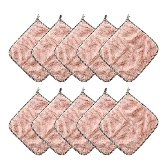 MOPOOR 10PCS Hanging Coral Velvet Kitchen Cleaning Rags, Thickened Absorbent Cleaning Scouring Pads, Multi-Purpose Reusable Cleaning Rags for Dishes, Countertops, FloorsandHousehold Cleaning