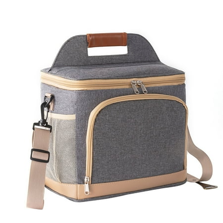 MOPOOR 2 In 1 Insulated Lunch Bag,Double Layer Reusable Cooler Backpack With Adjustable Shoulder Straps,Leak Proof Lunch Box For Picnic,Beach,Work,Travel,Cooler Bag with Adjustable Shoulder Strap