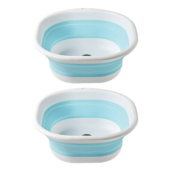 MOPOOR 2 PCS Collapsible Storage Bin, Wash Basin Folding Dish Tub Sink, Space Saving for Dishing, Fruit and Camping, Hiking and Home Portable Folding Washbasin