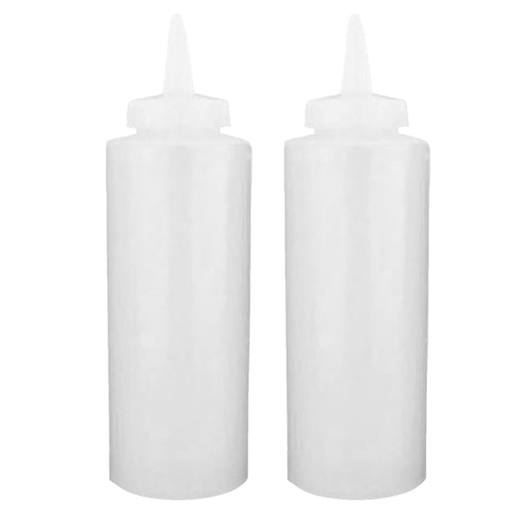 MOPOOR 2PCS Large Plastic Bottle Condiment Bottle Open Tip Screw On Spout Polyethylene Durable Plastic Diner Style for Ketchup, Mustard, Syrup, Sauces, Dressing, Oil, Arts and Crafts