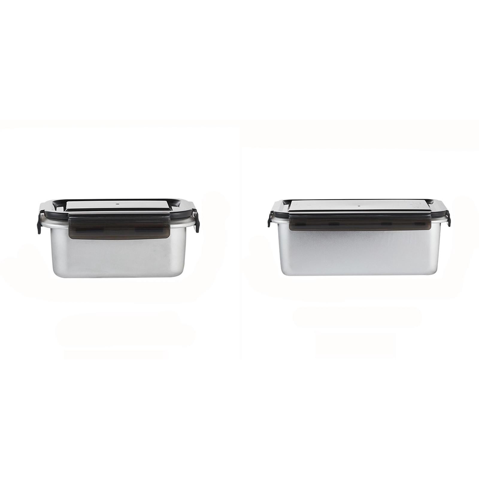 MOPOOR 2PCS Stainless Steel Thermal Insulated Food Preservation Lunch Box Storage Container,Bento Lunch Box/Portion Control Food Container, BPA Free