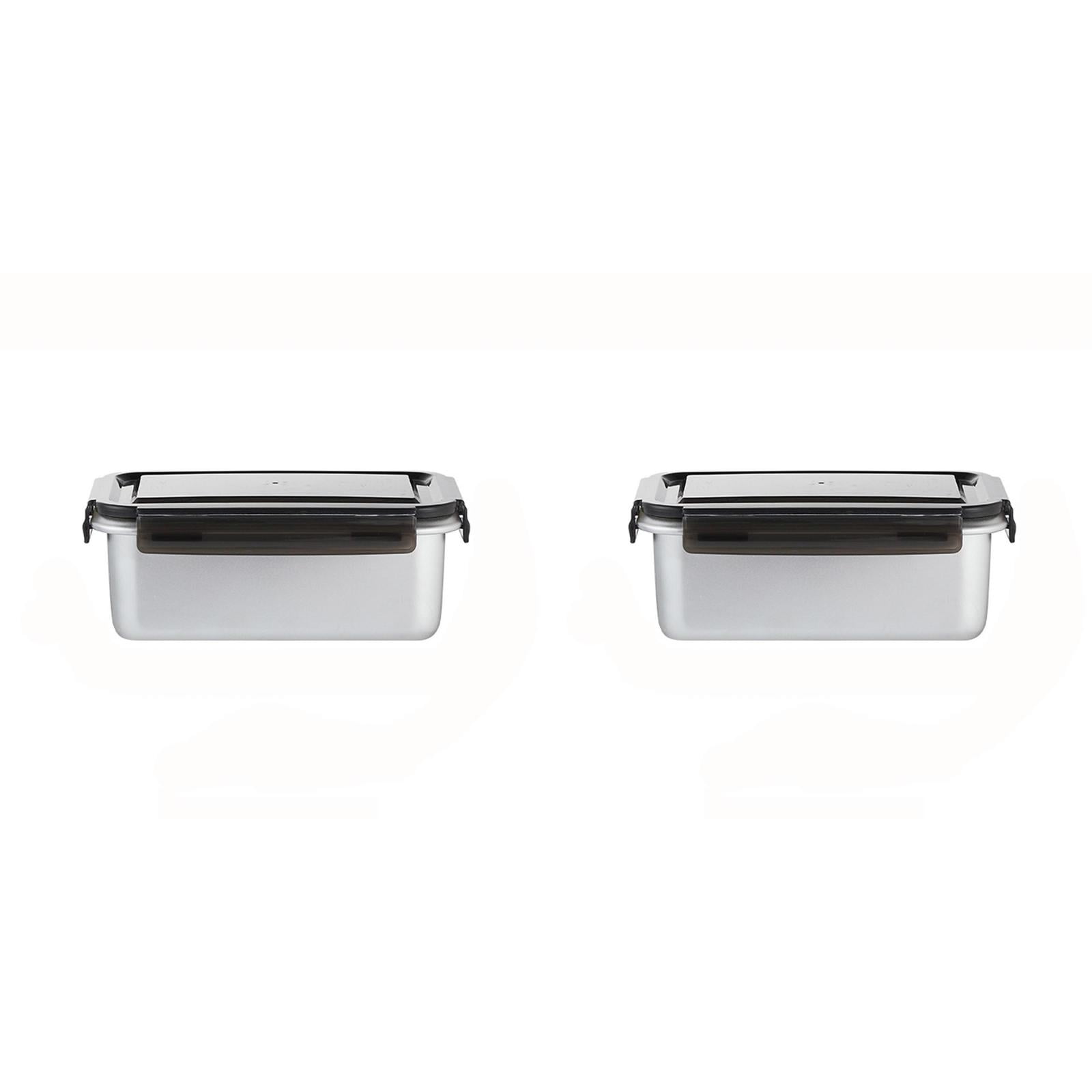 MOPOOR 2PCS Stainless Steel Thermal Insulated Food Preservation Lunch Box Storage Container,Bento Lunch Box/Portion Control Food Container, BPA Free