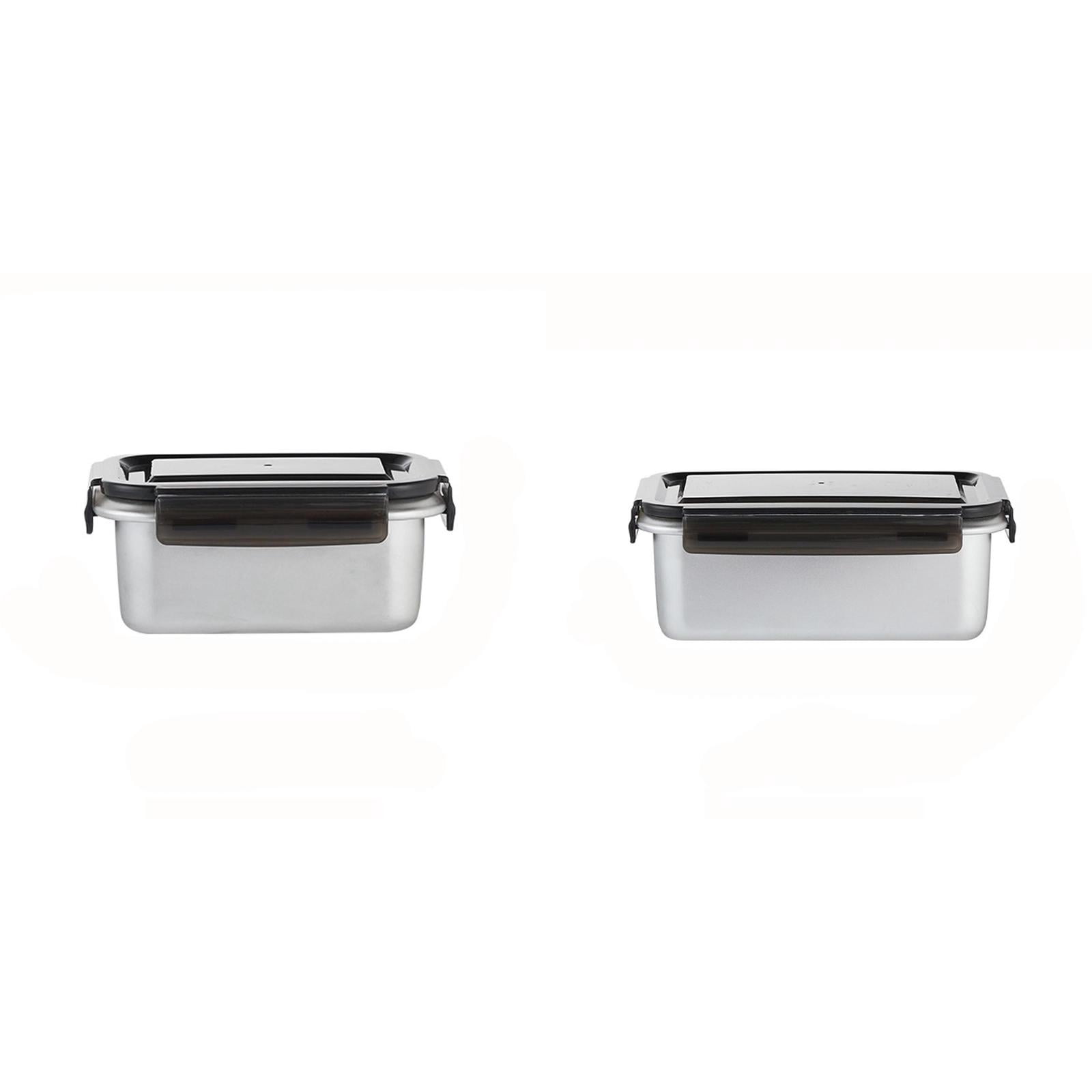 MOPOOR 2PCS Stainless Steel Thermal Insulated Food Preservation Lunch Box Storage Container,Bento Lunch Box/Portion Control Food Container, BPA Free