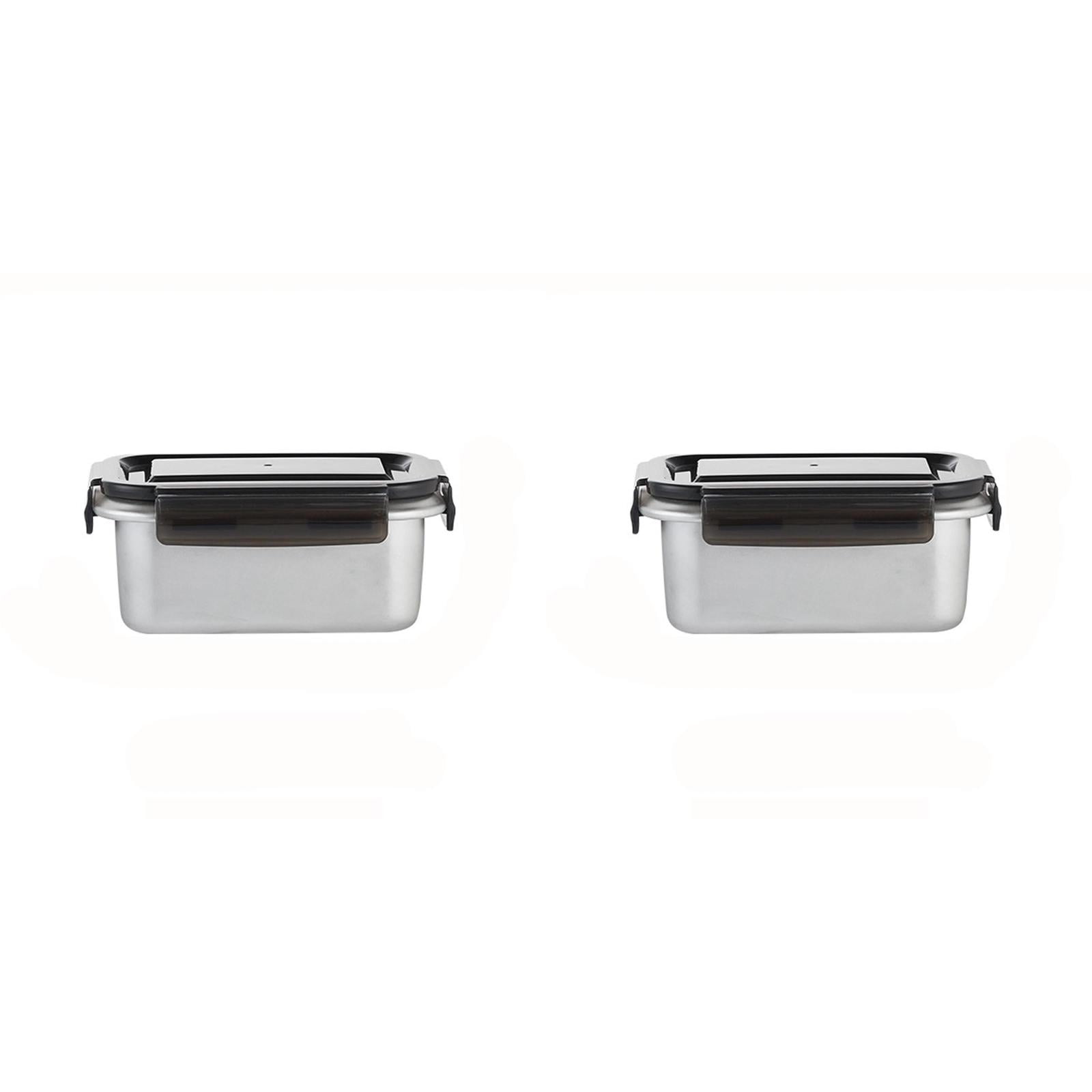 MOPOOR 2PCS Stainless Steel Thermal Insulated Food Preservation Lunch Box Storage Container,Bento Lunch Box/Portion Control Food Container, BPA Free