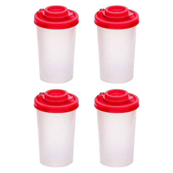 MOPOOR 3 PCS Salt and Pepper Shakers Moisture Proof,Small Mini Salt Shaker to go Camping Picnic Outdoors Kitchen Lunch Boxes Travel Spice Set Clear with Red Covers Plastic Airtight Dispenser