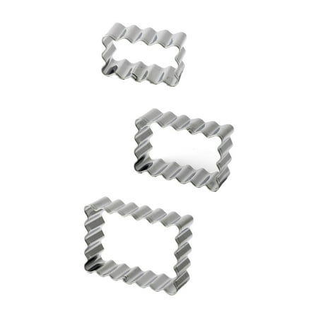 MOPOOR 3Pcs Rectangle Scalloped Edge Cookie Cutter Set, Stainless Steel Fluted Edge Cutters with 0.8 Inch Depth, Baking Tools for Creating Beautiful Cookies and Pastries, Fondant Biscuit Mold