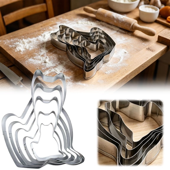 MOPOOR 5 PCS Stainless Cutting Machine Set for Candy Vegetable Dessert Shapes,Stainless Steel Mini Cookie Fruit Cutters,Bento Lunch,Sandwich,Fondant,Cheese,Baking Food Supplement Tool Accessories