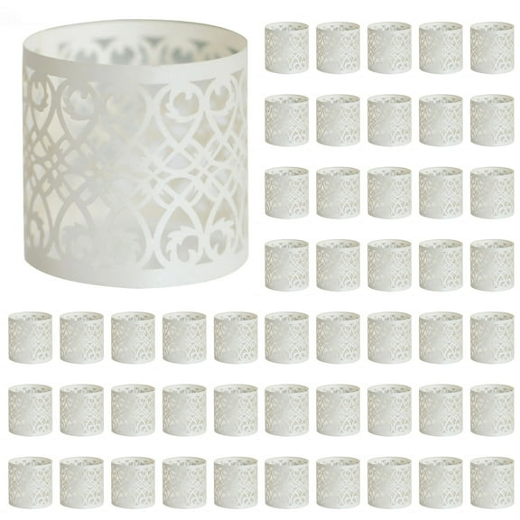 MOPOOR 50PCS Disposable Napkin Rings Cut Foil Paper Napkin Rings Adhesive for Holiday Parties, Wedding, Thanksgiving Table Decor, Waterproof Tear-Proof ﻿