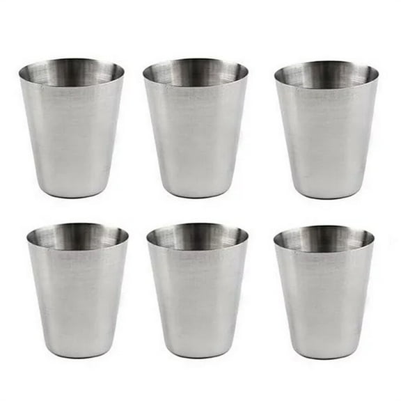 MOPOOR 6Pcs 1oz/30ml Metal Shot Glasses Espresso Shot Cup Whiskey Shot Glass Drinking Tumbler for Wine Drinking Vessel for Home Bar Restaurant Travel Camping Party