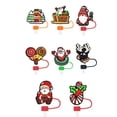thumbnail image 1 of MOPOOR 8Pcs Christmas for Cup,3D Santa Claus Xmas Tree Straw Cover Caps Reusable Soft Silicone Drinking Xmas Tips Lids for Christmas Gift, 1 of 9