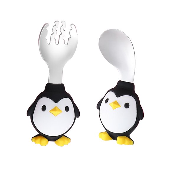MOPOOR Bendable Utensils Spoons,Utensils Spoon and Fork Set for Feeding Learning,Bendable Handle Silverware,Great Gift Set Easy Grip Fork Tableware,Anti-Choke Design Food Grade Dishwasher Safe