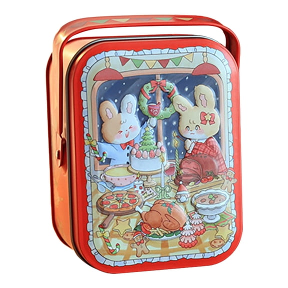 MOPOOR Candy Jar Cookie Jar, Elegant Metal Tinplate Empty Tins Jars Cookie Box, Candy Storage Containers Easter Gift Box with Lids Handle for Easter Decoration Holiday Party Supplies