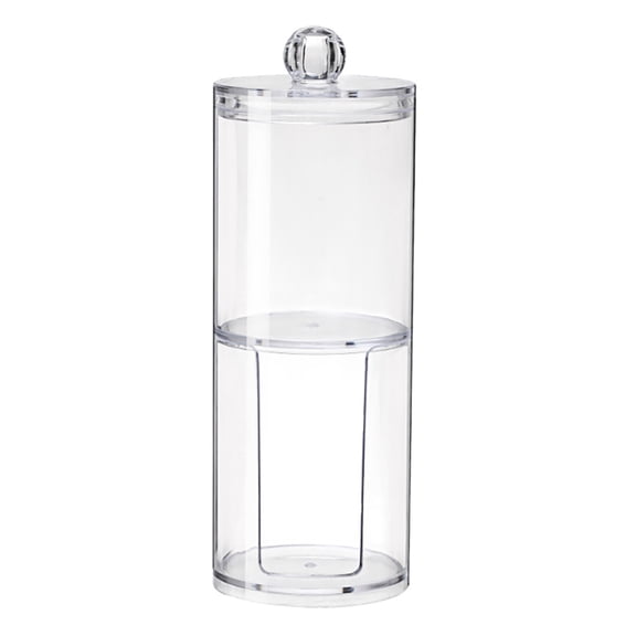 MOPOOR Creative Bathroom Makeup Box, Transparent Round Acrylic Storage Box with Double Layer, for Organizing Candy, Pills, Nails, Beads, Tiny Jewelry, Clear Cosmetic Organizer