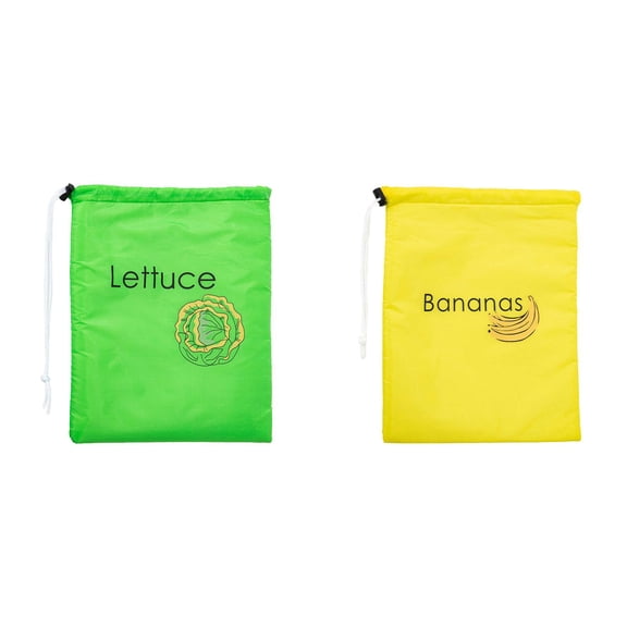 MOPOOR Drawstring Design Storage Bag Banana Storage Bag,Banana & Lettuce Fresh Reusable Produce Bags – Vegetable & Fruit Storage Bags with Foil Lining for Freshness, Freezer & Refrigerator Safe