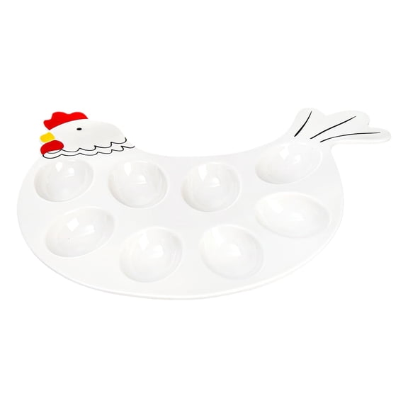 MOPOOR Easter Ceramic Egg Tray Cute Tableware for Breakfast Western Style Meals & Creative Serving,Multicolored Serving Tray for Easter Festival Party Favors