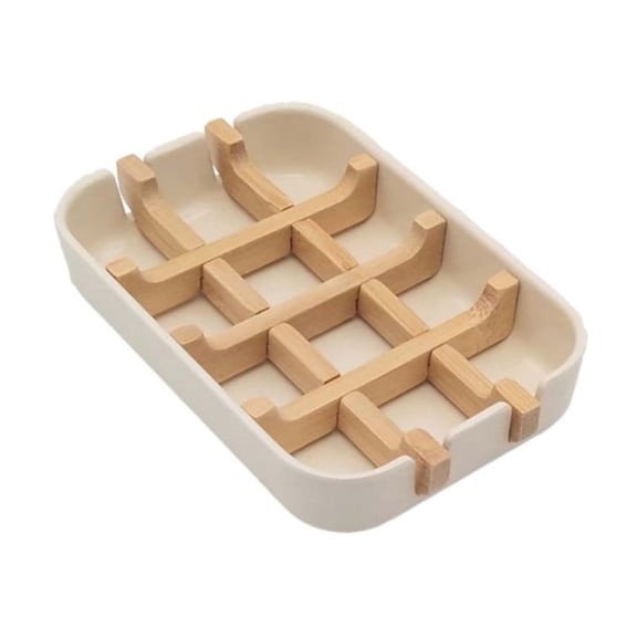 MOPOOR Fiber Soap Tray Dish, Shower and Bathroom Soap Bar Holder with Anti Slip Bottom, Drainable Soap Box and Rack, Easy to Clean Soap Case for Kitchen, Bathroom, Sink, Countertop Container