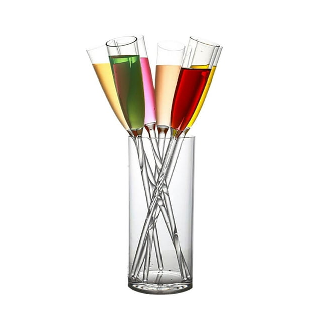 MOPOOR Floating Champagne Flutes Floating Champagne Glasses,Glass Champagne Flutes Bouquet Vintage Acrylic Colorful Transparent Glasses for Cocktail Drinking Cup for Party Wedding
