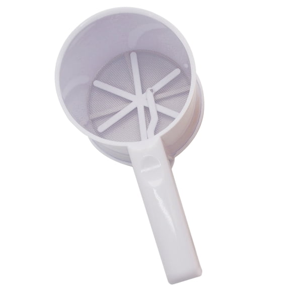 MOPOOR Flour Sifter, Handheld Cup Strainer Fine Sieve Flour Sieve Baking Tool PP with Bottom Lid,One Hand Press Crank Sifter for Powdered Sugar Shaker Duster, Flour Sieve Sifter for Baking Cakes ﻿