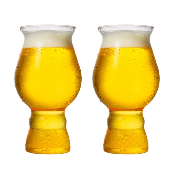 MOPOOR Frost Free Beer Glasses, Freezer Gel Chiller Double Wall Plastic Frozen Pint Glass, Chilled Beer Glass for Drinks, Insulated Freezer Safe Drinking Glass, No Sweat, Clear View