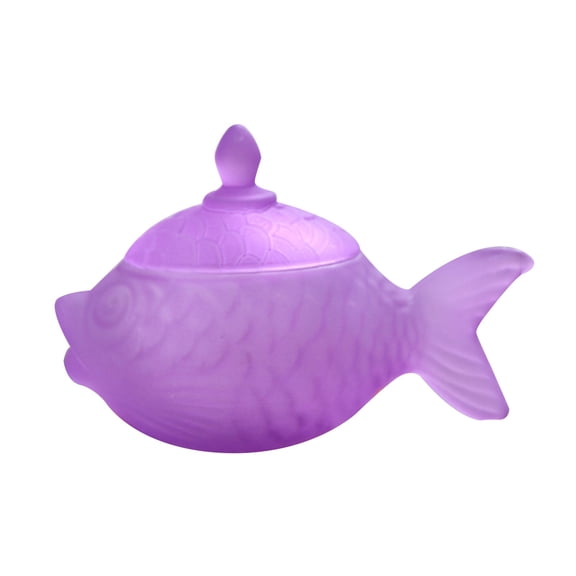 MOPOOR Frosted Glass Candy Jar Decorative Fish Container for Kitchen Counter Bathroom Vanity & Home Decor,Kitchen Bathroom Buffet Storage Organizer,Decorative Apothecary Canisters Storage Organizer