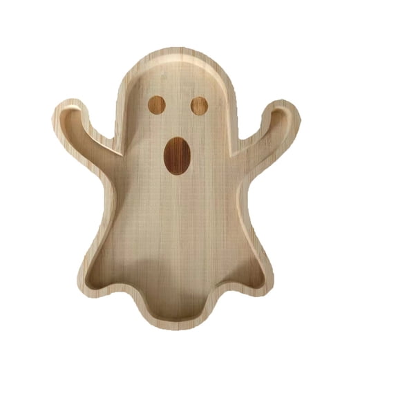 MOPOOR Halloween Wooden Serving Platters Pumpkin and Ghost Shape Charcuterie Boards Fall Wood Serving Trays Decorative Wood Snack Dish Plates for Halloween Autumn Holiday Housewarming Presents
